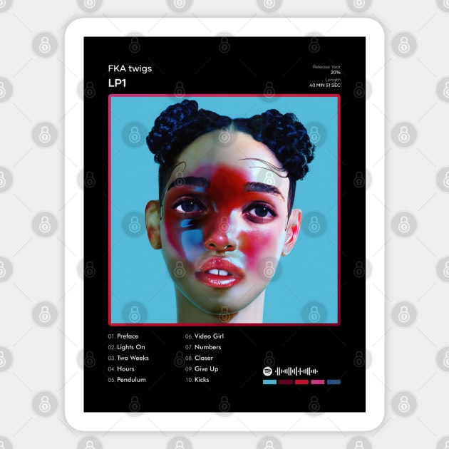 FKA twigs - LP1 Tracklist Album Sticker by 80sRetro